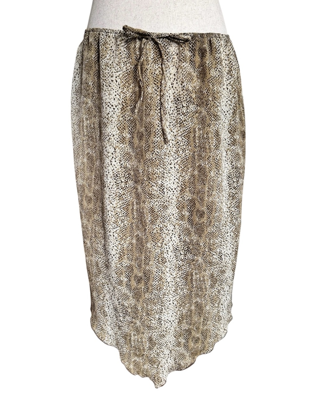 Y2K Xhilaration Beige and Brown Animal-Print Handkerchief Hem Skirt